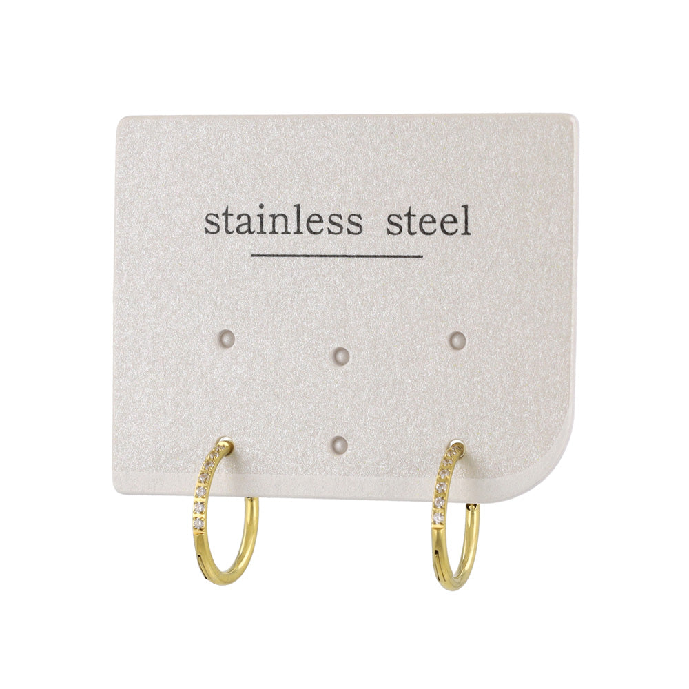 ピアス ステンレス メタル キュービックジルコニア 7粒 直径12mm 幅1.2mm キャッチレス ワンタッチ サージカルステンレスポスト フープピアス