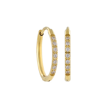 ピアス ステンレス メタル キュービックジルコニア 7粒 直径12mm 幅1.2mm キャッチレス ワンタッチ サージカルステンレスポスト フープピアス