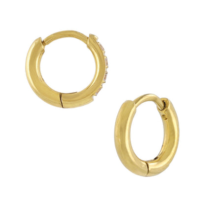 ピアス ステンレス メタル キュービックジルコニア 4粒 直径9mm 幅1.6mm キャッチレス ワンタッチ サージカルステンレスポスト フープピアス
