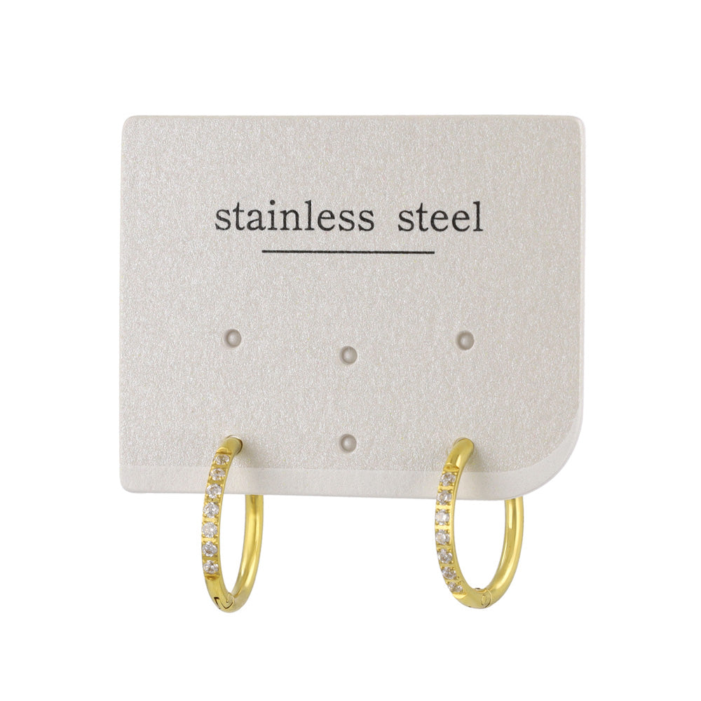ピアス ステンレス メタル キュービックジルコニア 7粒 直径15mm 幅1.6mm キャッチレス ワンタッチ サージカルステンレスポスト フープピアス