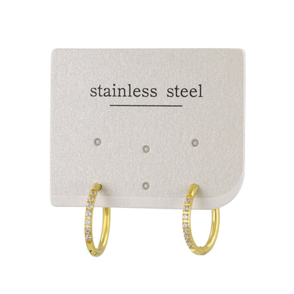 ピアス ステンレス メタル キュービックジルコニア 7粒 直径15mm 幅1.6mm キャッチレス ワンタッチ サージカルステンレスポスト フープピアス