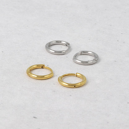 ピアス ステンレス メタル 甲丸 直径8mm 幅1.2mm キャッチレス ワンタッチ サージカルステンレスポスト フープピアス
