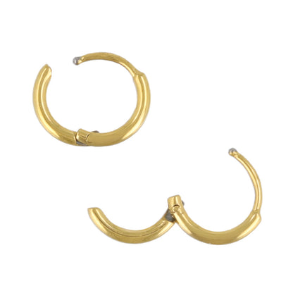 ピアス ステンレス メタル 甲丸 直径8mm 幅1.2mm キャッチレス ワンタッチ サージカルステンレスポスト フープピアス