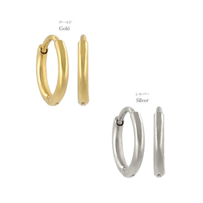 ピアス ステンレス メタル 甲丸 直径8mm 幅1.2mm キャッチレス ワンタッチ サージカルステンレスポスト フープピアス