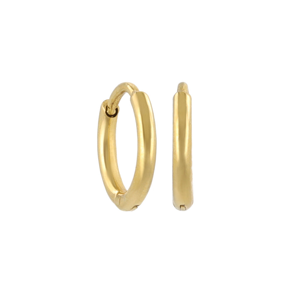 ピアス ステンレス メタル 甲丸 直径8mm 幅1.2mm キャッチレス ワンタッチ サージカルステンレスポスト フープピアス