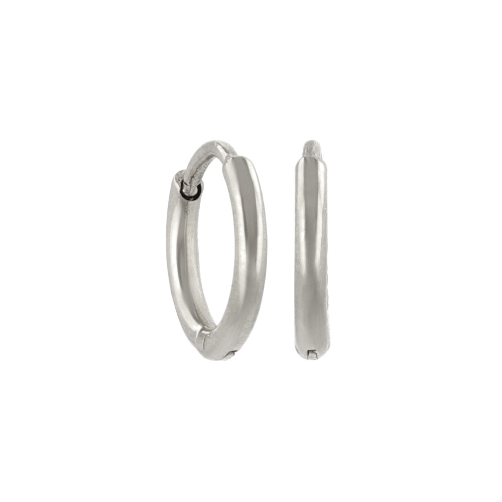 ピアス ステンレス メタル 甲丸 直径8mm 幅1.2mm キャッチレス ワンタッチ サージカルステンレスポスト フープピアス