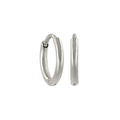 ピアス ステンレス メタル 甲丸 直径8mm 幅1.2mm キャッチレス ワンタッチ サージカルステンレスポスト フープピアス