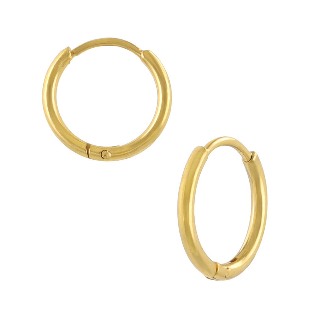 ピアス ステンレス メタル 甲丸 直径10mm 幅1.2mm キャッチレス ワンタッチ サージカルステンレスポスト フープピアス