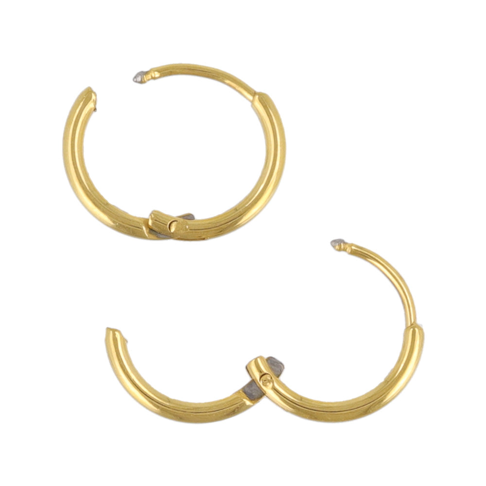 ピアス ステンレス メタル 甲丸 直径10mm 幅1.2mm キャッチレス ワンタッチ サージカルステンレスポスト フープピアス