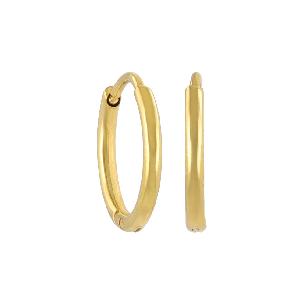 ピアス ステンレス メタル 甲丸 直径10mm 幅1.2mm キャッチレス ワンタッチ サージカルステンレスポスト フープピアス