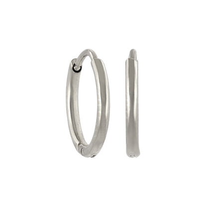 ピアス ステンレス メタル 甲丸 直径10mm 幅1.2mm キャッチレス ワンタッチ サージカルステンレスポスト フープピアス