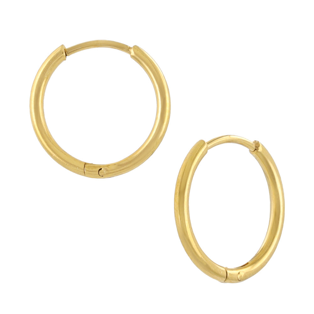 ピアス ステンレス メタル 甲丸 直径12mm 幅1.2mm キャッチレス ワンタッチ サージカルステンレスポスト フープピアス