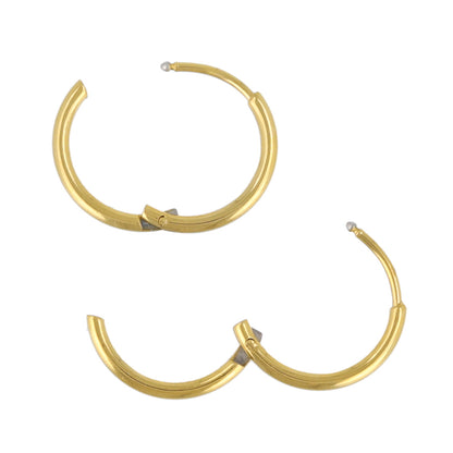 ピアス ステンレス メタル 甲丸 直径12mm 幅1.2mm キャッチレス ワンタッチ サージカルステンレスポスト フープピアス