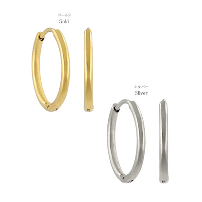 ピアス ステンレス メタル 甲丸 直径12mm 幅1.2mm キャッチレス ワンタッチ サージカルステンレスポスト フープピアス