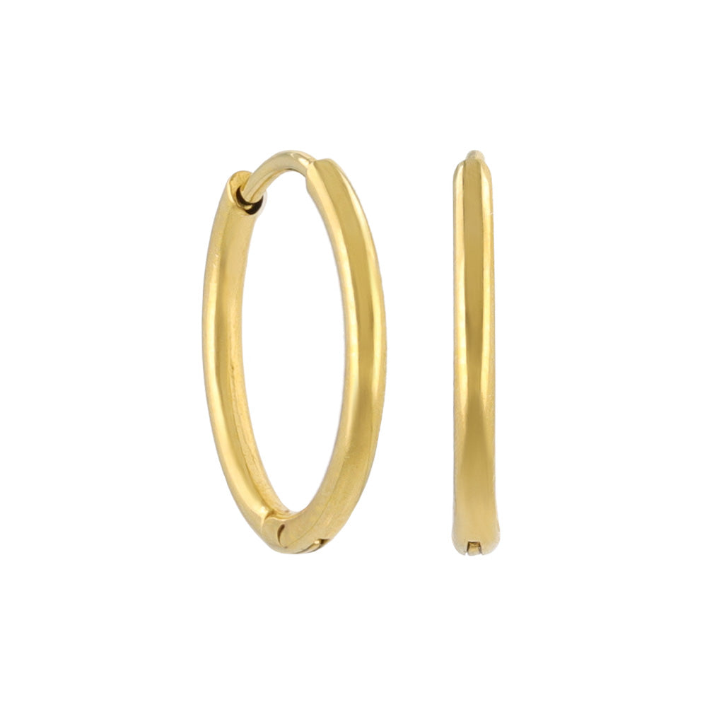 ピアス ステンレス メタル 甲丸 直径12mm 幅1.2mm キャッチレス ワンタッチ サージカルステンレスポスト フープピアス