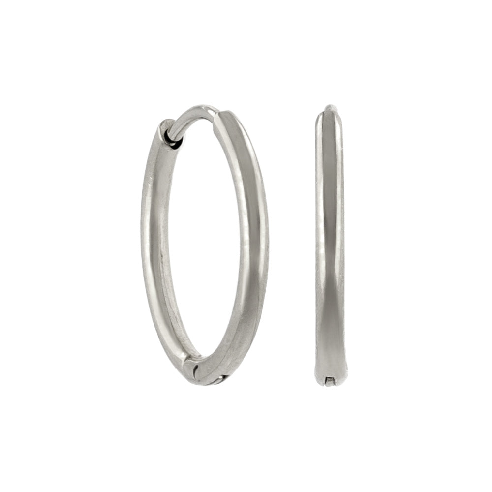 ピアス ステンレス メタル 甲丸 直径12mm 幅1.2mm キャッチレス ワンタッチ サージカルステンレスポスト フープピアス