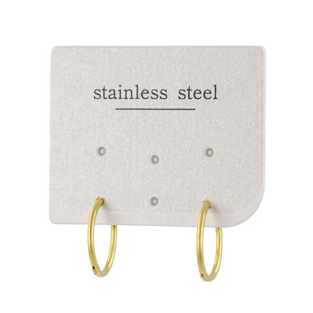 ピアス ステンレス メタル 甲丸 直径14mm 幅1.2mm キャッチレス ワンタッチ サージカルステンレスポスト フープピアス