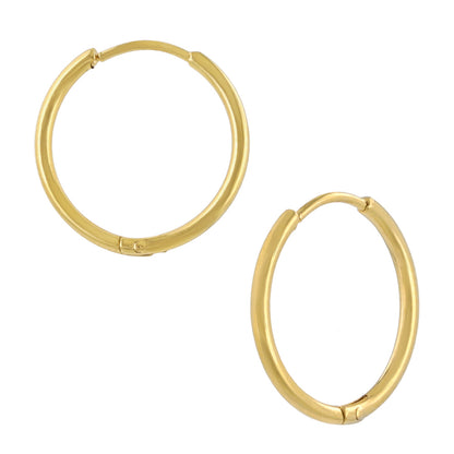 ピアス ステンレス メタル 甲丸 直径14mm 幅1.2mm キャッチレス ワンタッチ サージカルステンレスポスト フープピアス