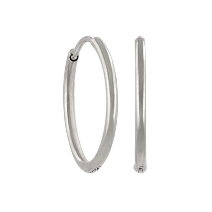 ピアス ステンレス メタル 甲丸 直径14mm 幅1.2mm キャッチレス ワンタッチ サージカルステンレスポスト フープピアス