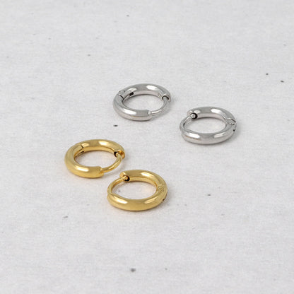 ピアス ステンレス メタル 甲丸 直径9mm 幅1.7mm キャッチレス ワンタッチ サージカルステンレスポスト フープピアス