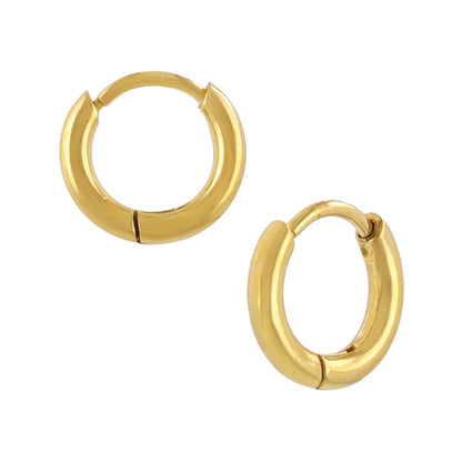 ピアス ステンレス メタル 甲丸 直径9mm 幅1.7mm キャッチレス ワンタッチ サージカルステンレスポスト フープピアス