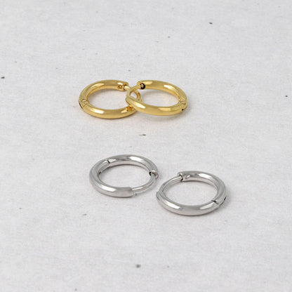 ピアス ステンレス メタル 甲丸 直径11mm 幅1.6mm キャッチレス ワンタッチ サージカルステンレスポスト フープピアス