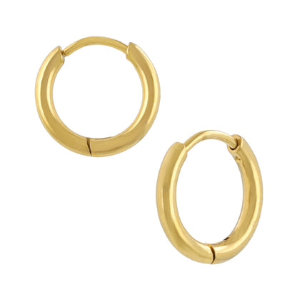 ピアス ステンレス メタル 甲丸 直径11mm 幅1.6mm キャッチレス ワンタッチ サージカルステンレスポスト フープピアス