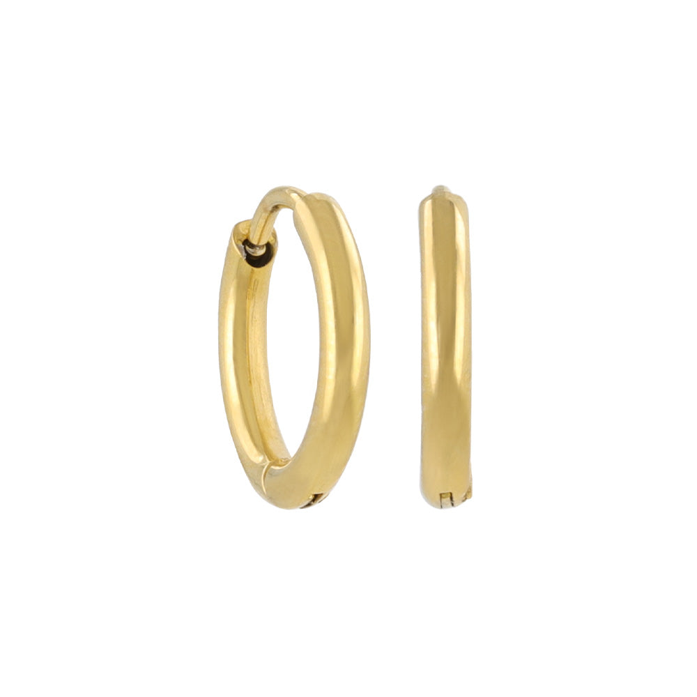ピアス ステンレス メタル 甲丸 直径11mm 幅1.6mm キャッチレス ワンタッチ サージカルステンレスポスト フープピアス