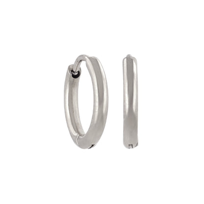 ピアス ステンレス メタル 甲丸 直径11mm 幅1.6mm キャッチレス ワンタッチ サージカルステンレスポスト フープピアス
