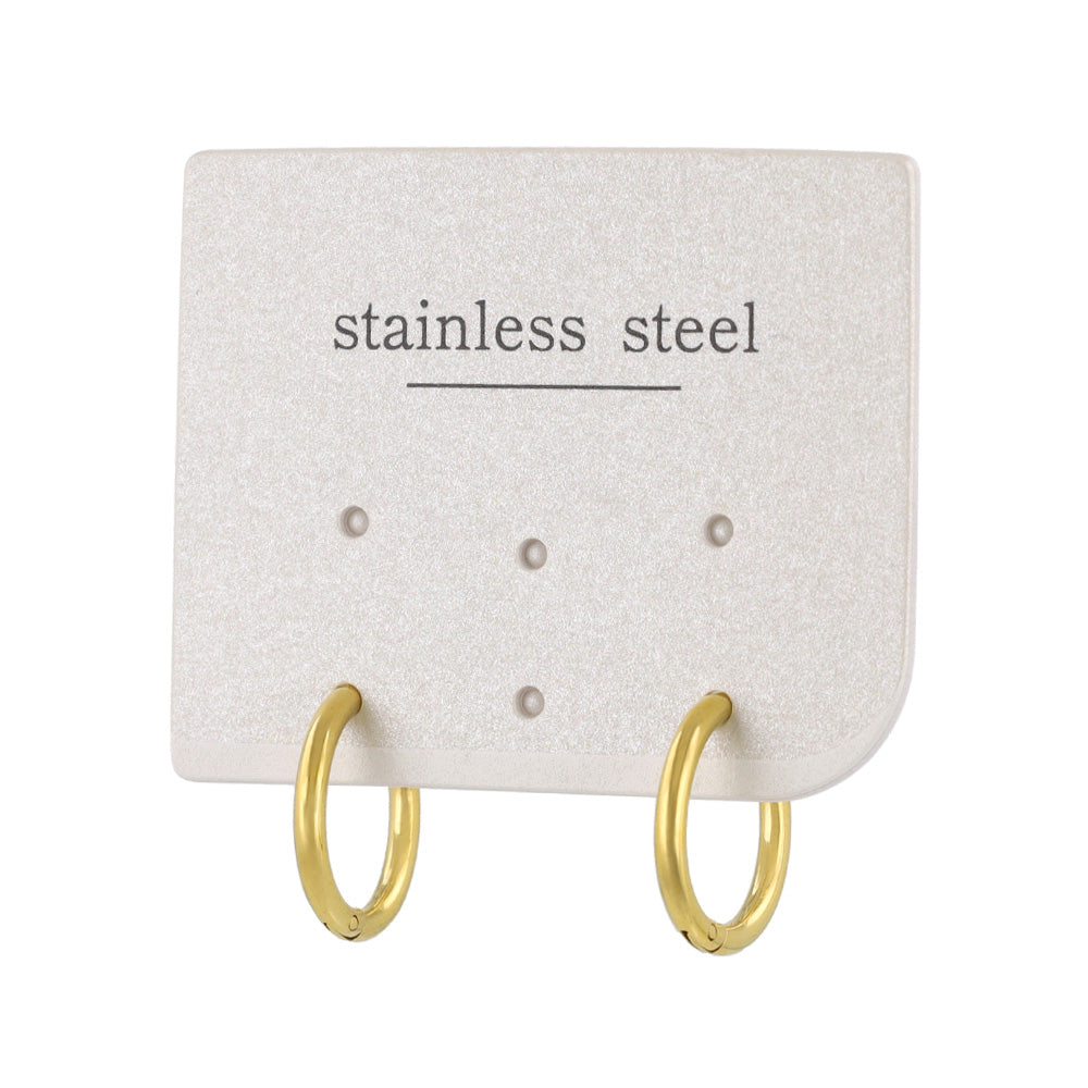 ピアス ステンレス メタル 甲丸 直径13mm 幅1.7mm キャッチレス ワンタッチ サージカルステンレスポスト フープピアス