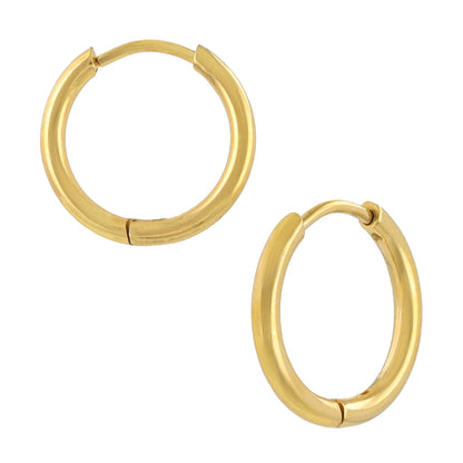 ピアス ステンレス メタル 甲丸 直径13mm 幅1.7mm キャッチレス ワンタッチ サージカルステンレスポスト フープピアス