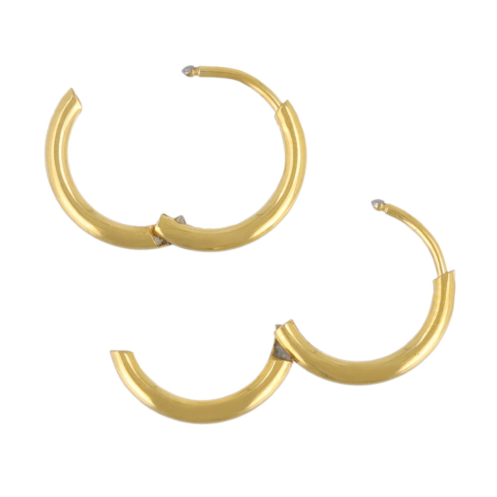 ピアス ステンレス メタル 甲丸 直径13mm 幅1.7mm キャッチレス ワンタッチ サージカルステンレスポスト フープピアス