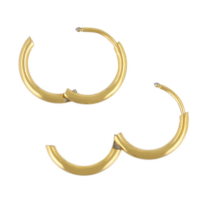 ピアス ステンレス メタル 甲丸 直径13mm 幅1.7mm キャッチレス ワンタッチ サージカルステンレスポスト フープピアス