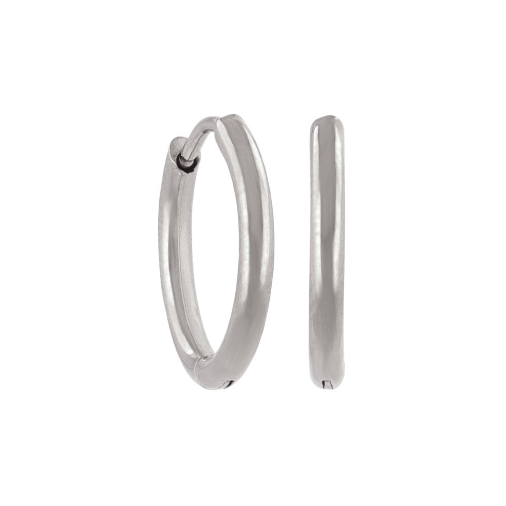 ピアス ステンレス メタル 甲丸 直径13mm 幅1.7mm キャッチレス ワンタッチ サージカルステンレスポスト フープピアス