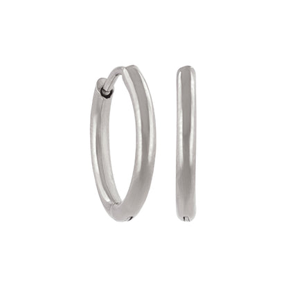 ピアス ステンレス メタル 甲丸 直径13mm 幅1.7mm キャッチレス ワンタッチ サージカルステンレスポスト フープピアス