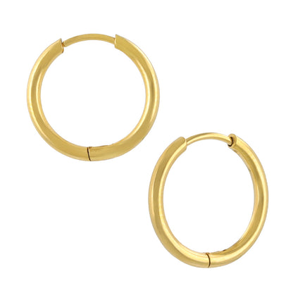 ピアス ステンレス メタル 甲丸 直径15mm 幅1.6mm キャッチレス ワンタッチ サージカルステンレスポスト フープピアス