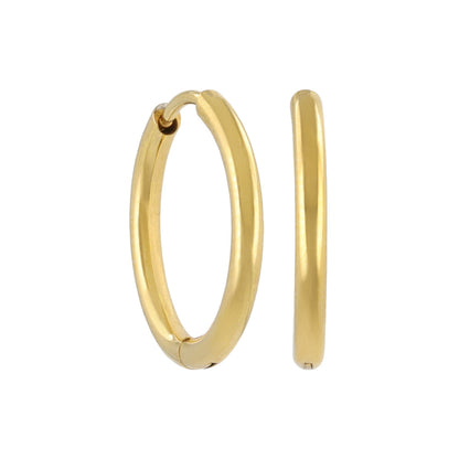 ピアス ステンレス メタル 甲丸 直径15mm 幅1.6mm キャッチレス ワンタッチ サージカルステンレスポスト フープピアス
