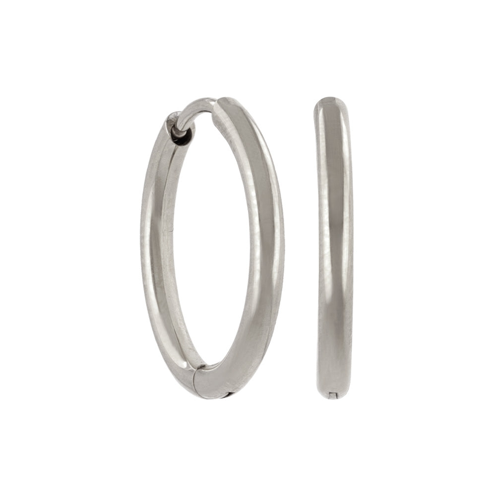 ピアス ステンレス メタル 甲丸 直径15mm 幅1.6mm キャッチレス ワンタッチ サージカルステンレスポスト フープピアス