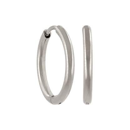 ピアス ステンレス メタル 甲丸 直径15mm 幅1.6mm キャッチレス ワンタッチ サージカルステンレスポスト フープピアス