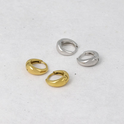 ピアス ステンレス メタル ワイド ライン 直径12mm キャッチレス ワンタッチ サージカルステンレスポスト フープピアス