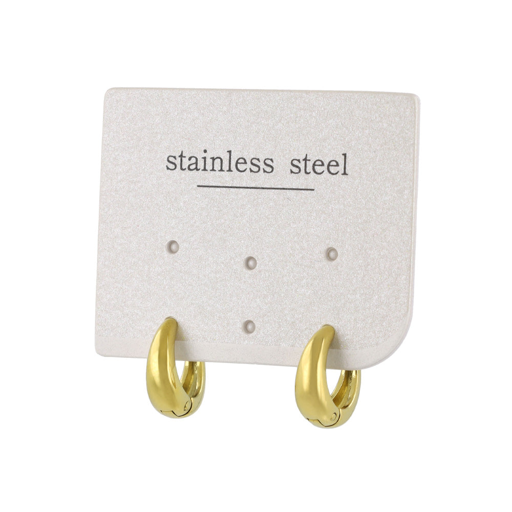 ピアス ステンレス メタル ワイド ライン 直径12mm キャッチレス ワンタッチ サージカルステンレスポスト フープピアス