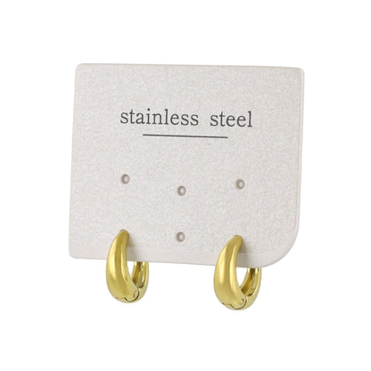 ピアス ステンレス メタル ワイド ライン 直径12mm キャッチレス ワンタッチ サージカルステンレスポスト フープピアス
