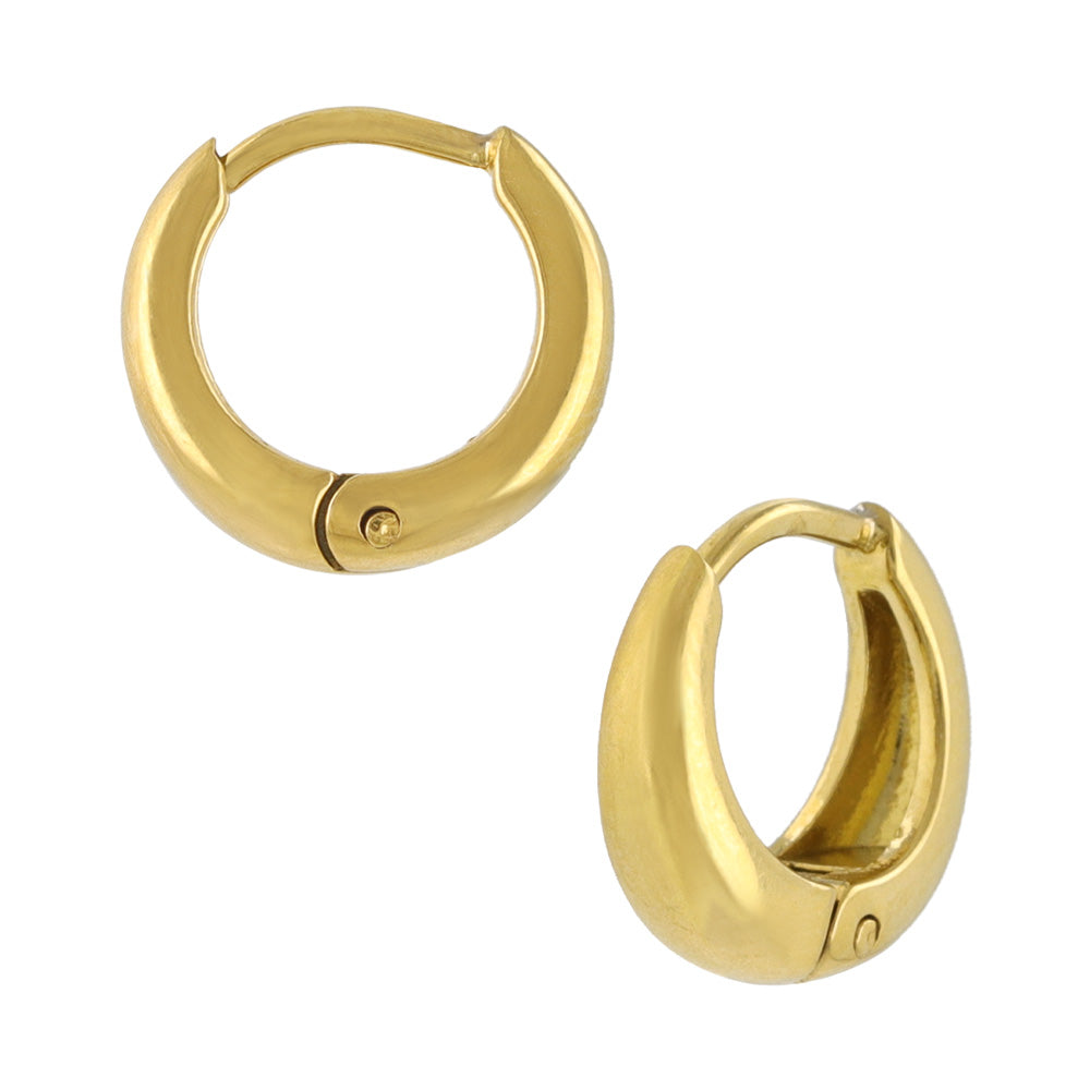 ピアス ステンレス メタル ワイド ライン 直径12mm キャッチレス ワンタッチ サージカルステンレスポスト フープピアス
