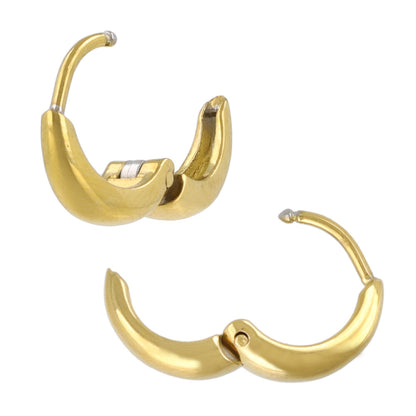 ピアス ステンレス メタル ワイド ライン 直径12mm キャッチレス ワンタッチ サージカルステンレスポスト フープピアス