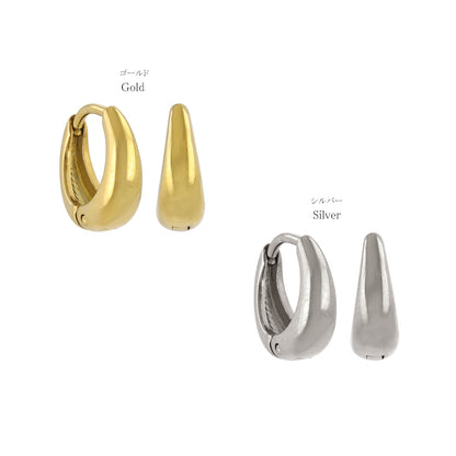 ピアス ステンレス メタル ワイド ライン 直径12mm キャッチレス ワンタッチ サージカルステンレスポスト フープピアス