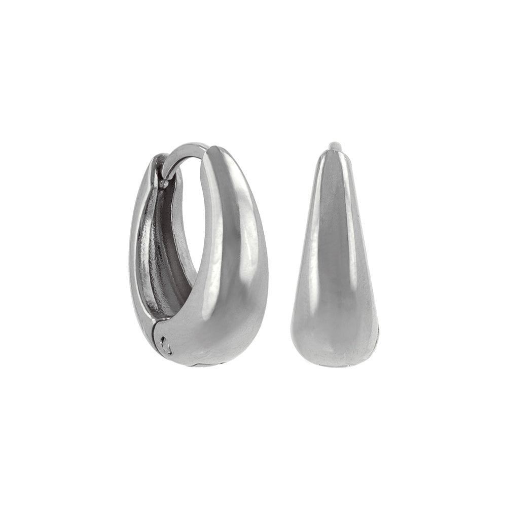 ピアス ステンレス メタル ワイド ライン 直径13mm キャッチレス ワンタッチ サージカルステンレスポスト フープピアス