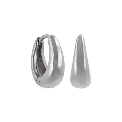 ピアス ステンレス メタル ワイド ライン 直径13mm キャッチレス ワンタッチ サージカルステンレスポスト フープピアス