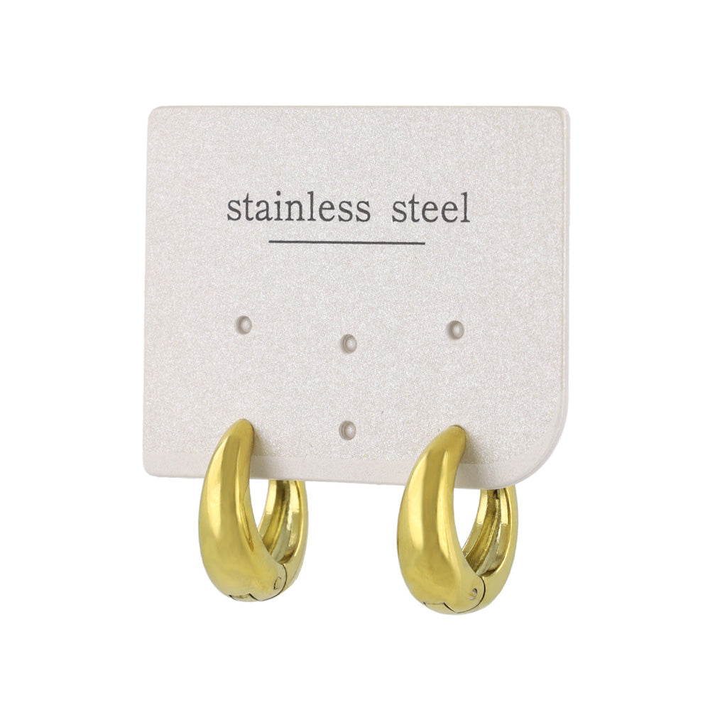 ピアス ステンレス メタル ワイド ライン 直径15mm キャッチレス ワンタッチ サージカルステンレスポスト フープピアス