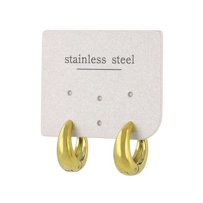 ピアス ステンレス メタル ワイド ライン 直径15mm キャッチレス ワンタッチ サージカルステンレスポスト フープピアス