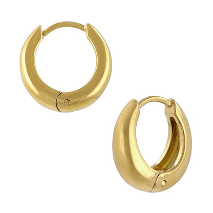 ピアス ステンレス メタル ワイド ライン 直径15mm キャッチレス ワンタッチ サージカルステンレスポスト フープピアス